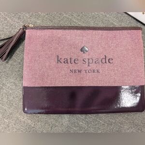 Kate spade Deep Plum Large Tassel Pouch/Clutch, Ash Street Logo
